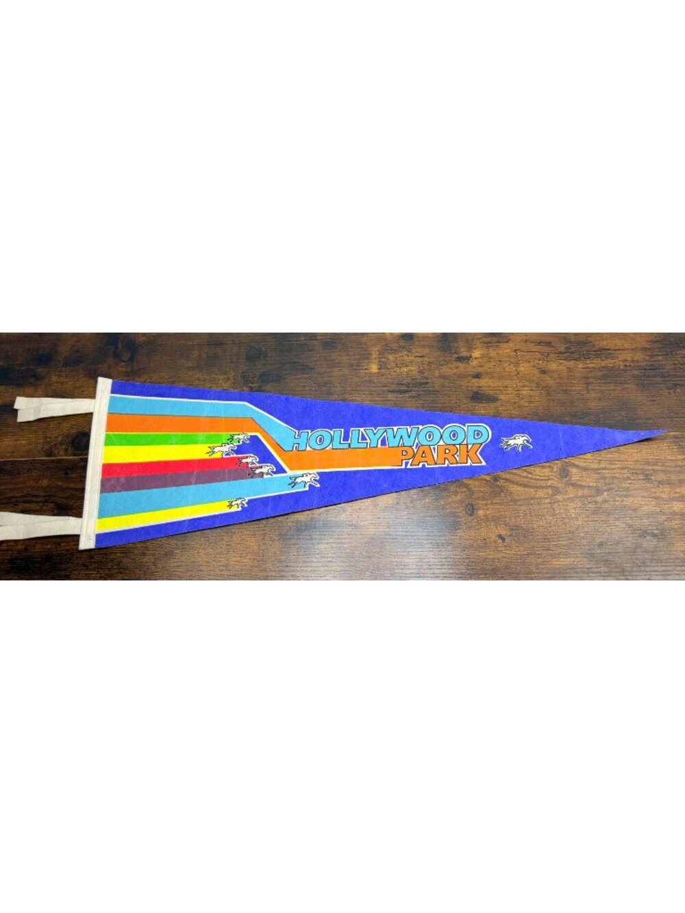 Vintage Hollywood Park Felt Pennant With Rainbow Horse Racing Design